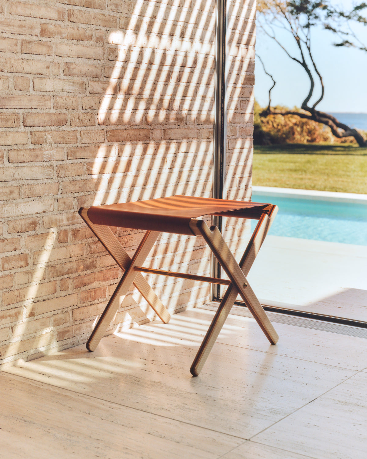 Leather Folding Stool