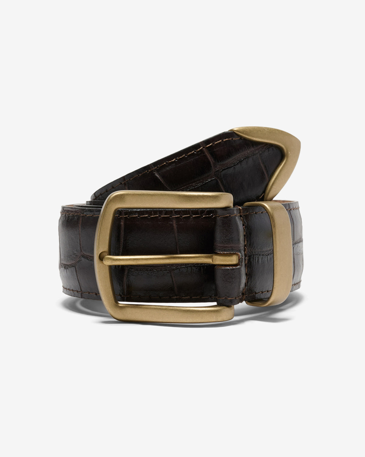 Croc Embossed Metal Tip Belt