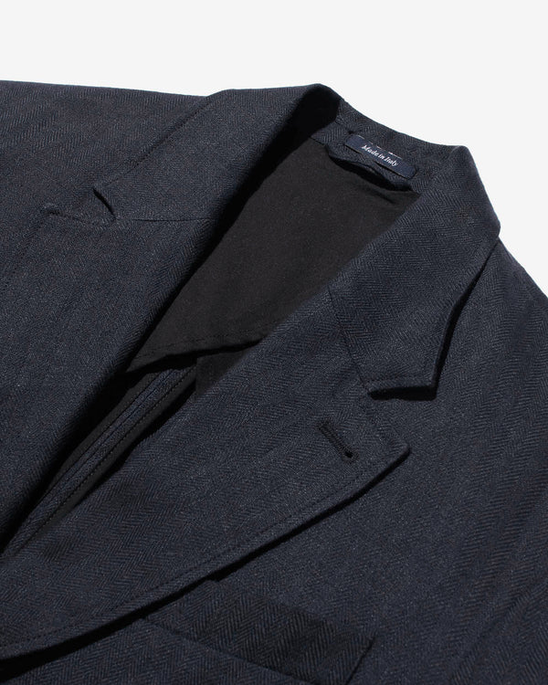 Noah - Herringbone Linen Sack Jacket - Detail
