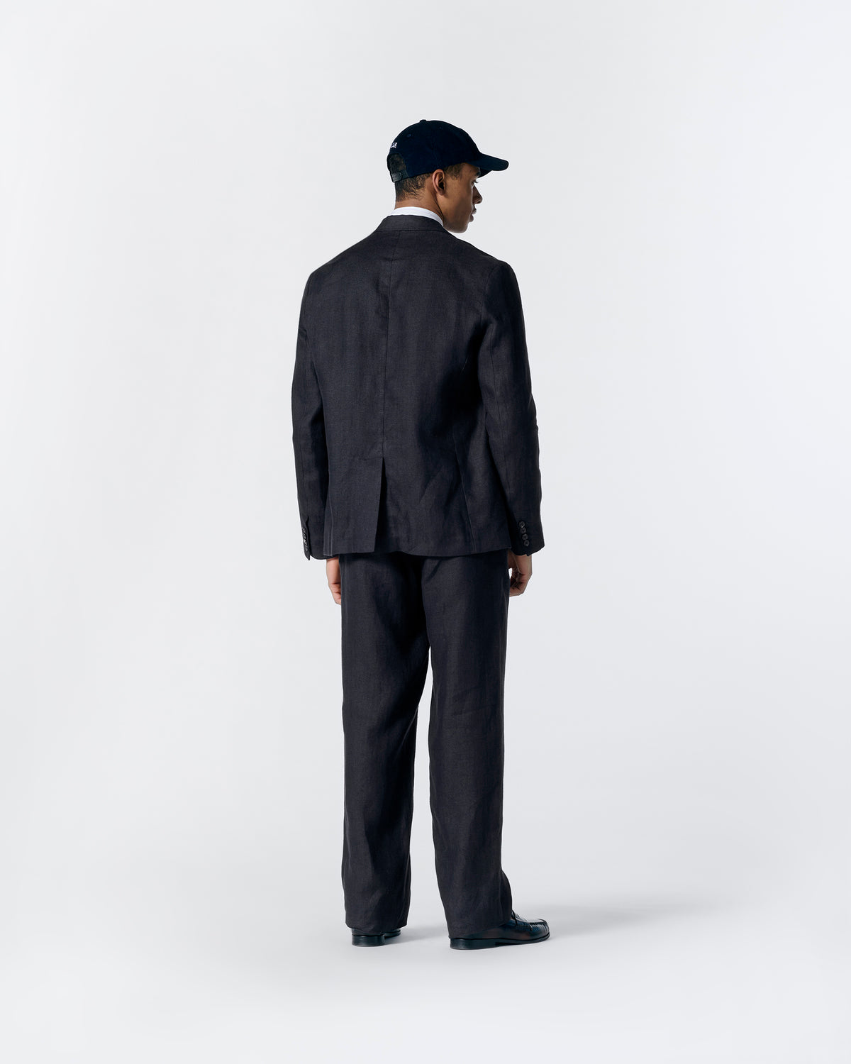Double-Pleat Herringbone Linen Trousers