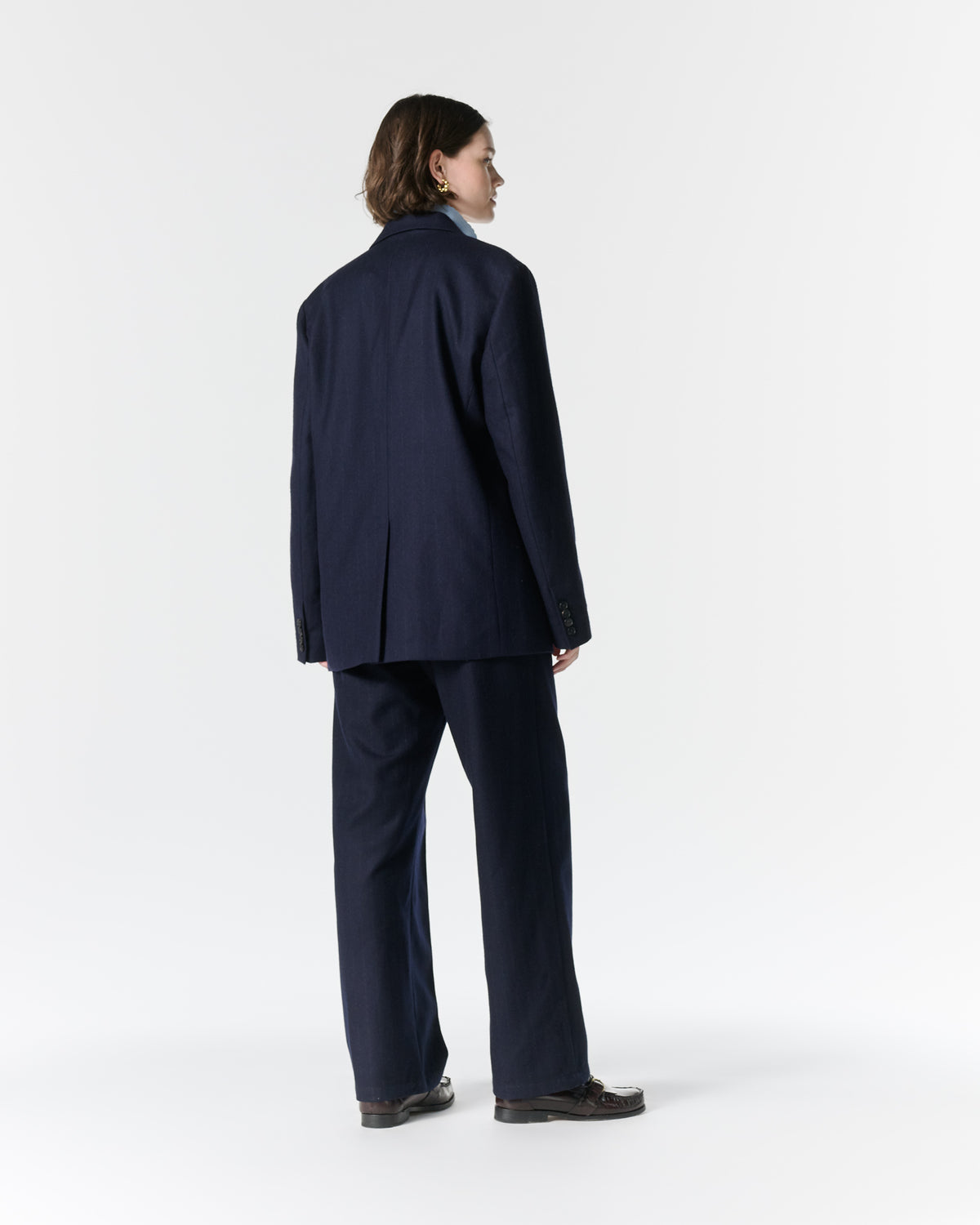 Single-Breasted Chalk Stripe Wool Jacket