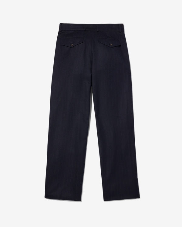 Noah - Flat Front Chalk Stripe Wool Trouser - Detail