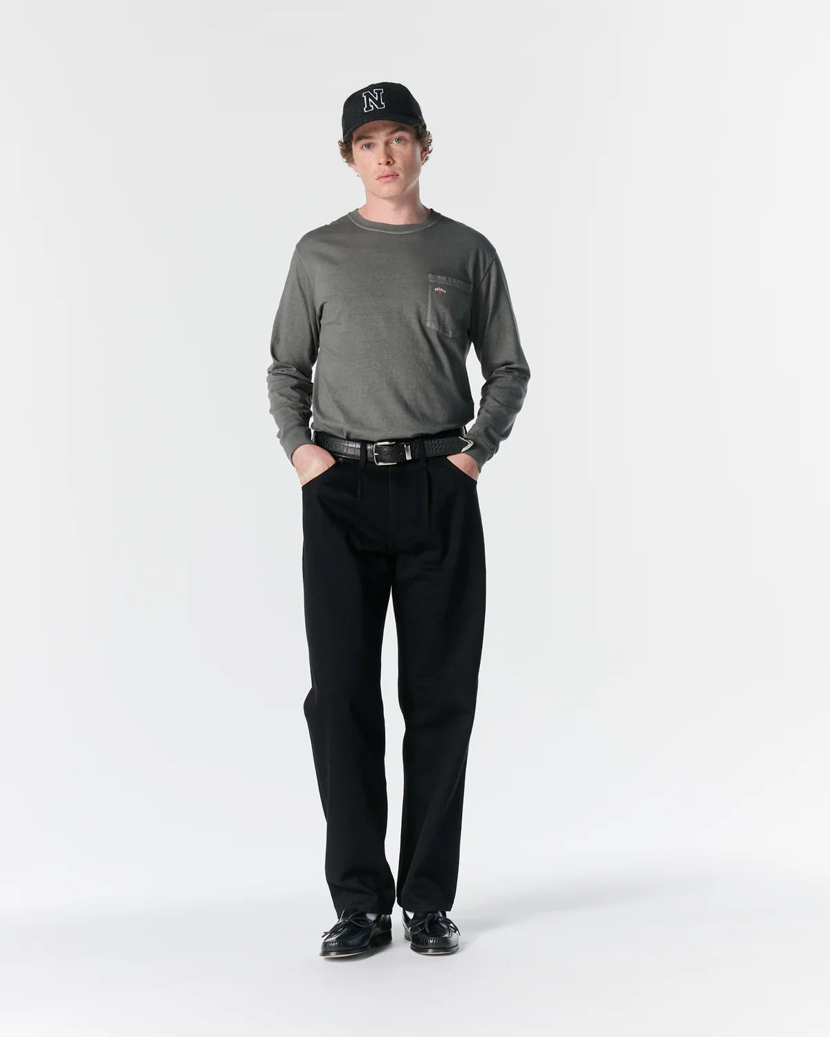 Croc-Embossed Metal Tip Belt