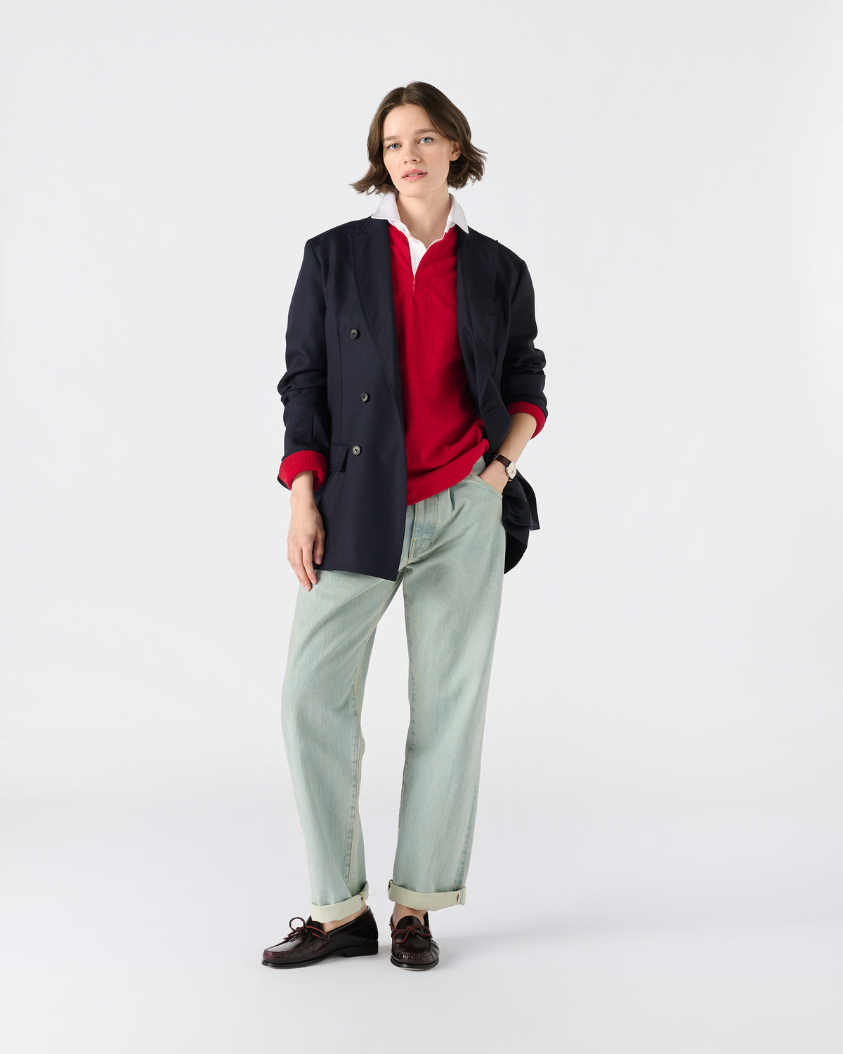 Hopsack Double-Breasted Blazer