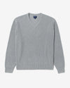 Noah - V-Neck Shaker Stitch Sweater - Heather Grey - Swatch