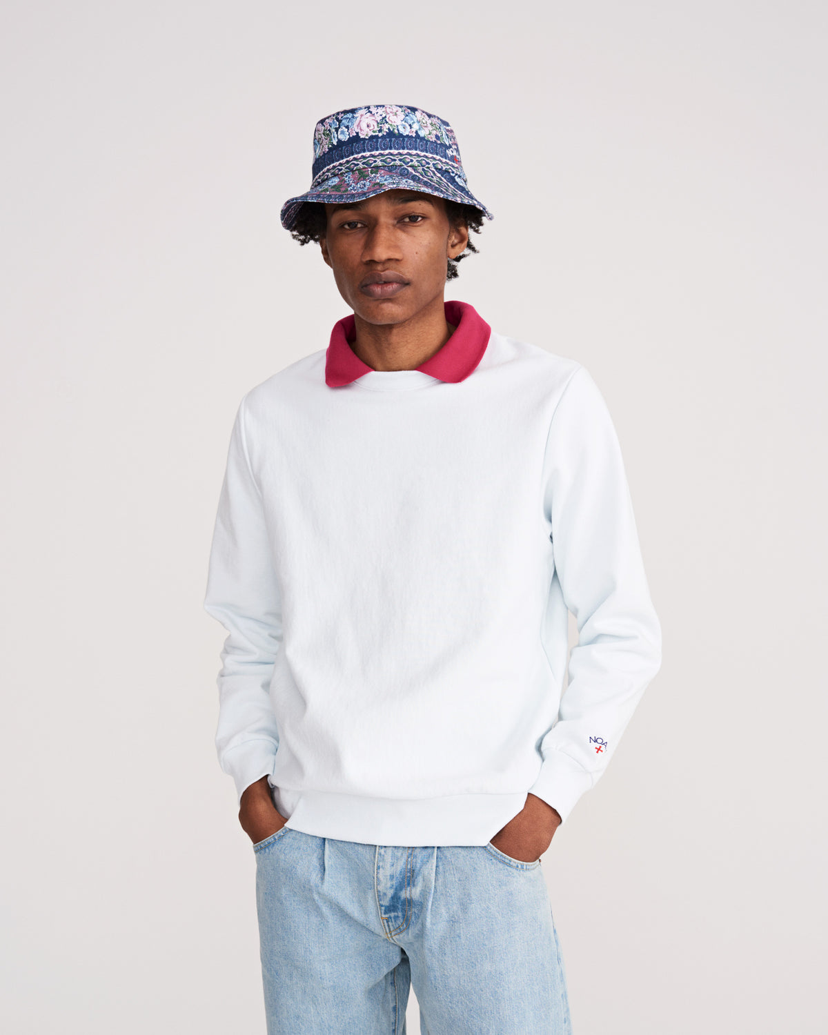 Striped Floral Denim Crusher