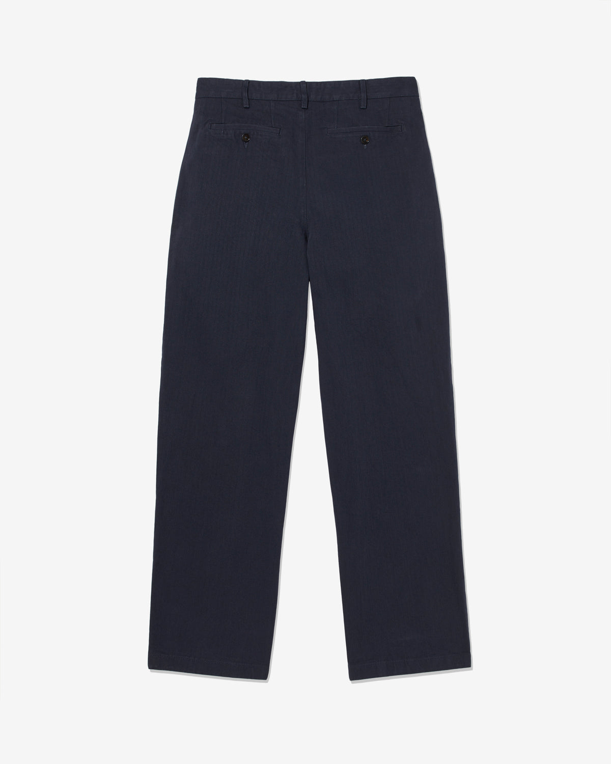 Classic Double-Pleat Herringbone Pant